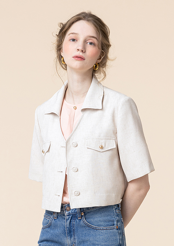 Elva short jacket [Eggshell cream]여성복 브랜드, 페리메라