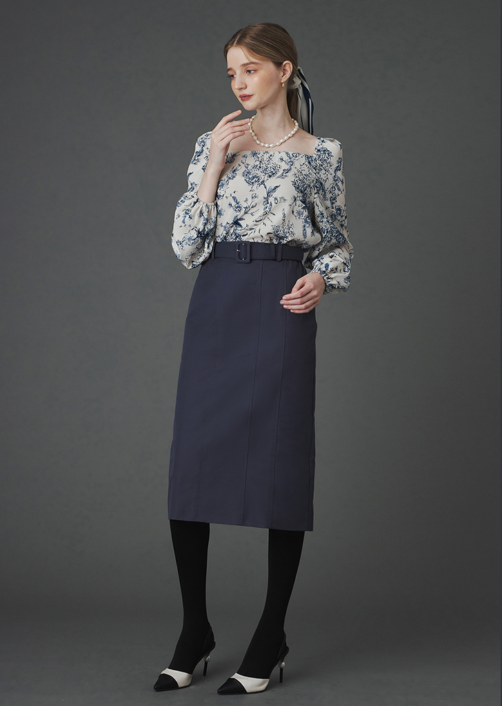 Rosemary belt set skirt [Bluegray]여성복 브랜드, 페리메라