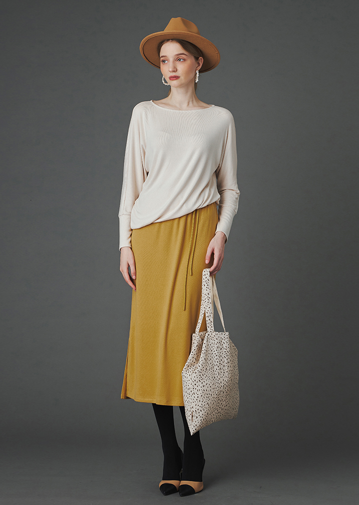 Kalina draping knitwear dress [Mustard]여성복 브랜드, 페리메라