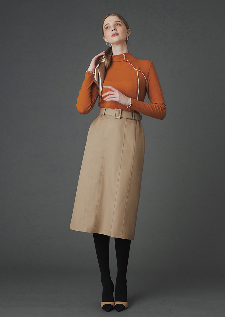 Peach half-neck soft turtle knit [Dark Orange]여성복 브랜드, 페리메라