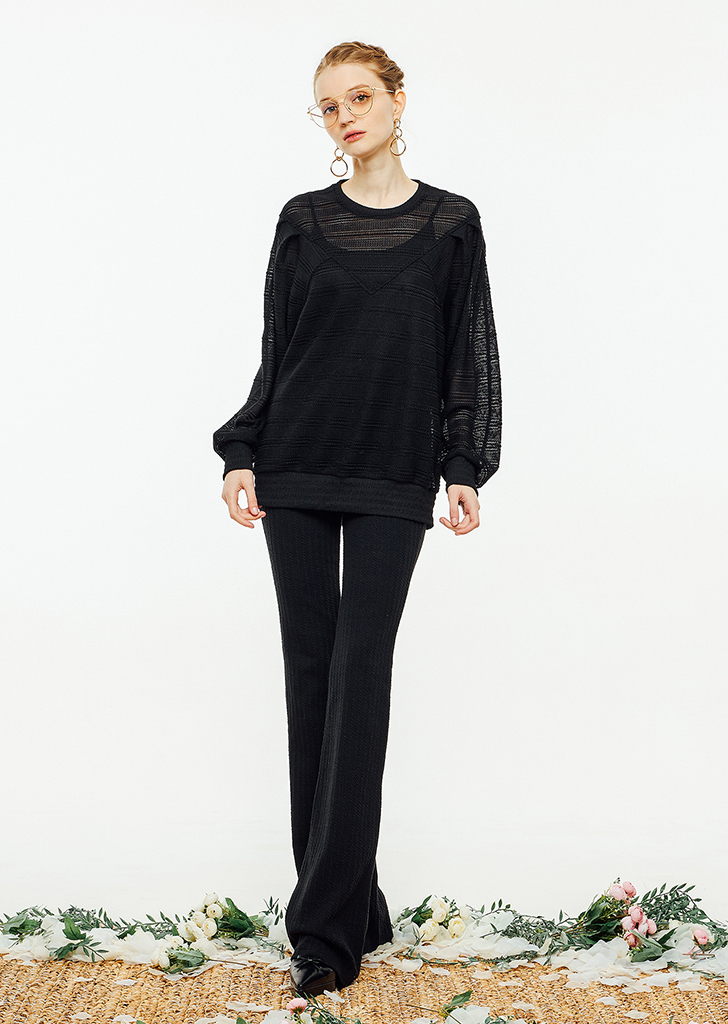 Shade lace sweat shirt [Black]여성복 브랜드, 페리메라
