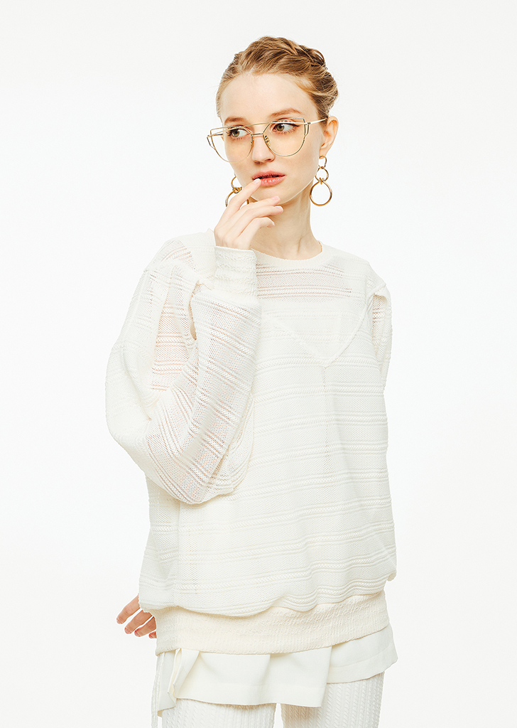 Shade lace sweat shirt [Cream]여성복 브랜드, 페리메라